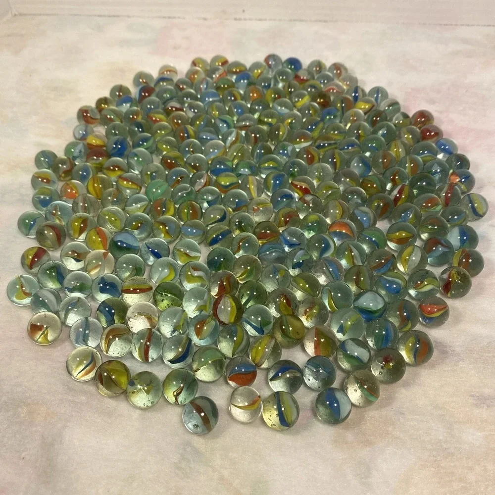 Vintage Marbles Glass Cat Eye Swirled Multi Colored Marble Cats Eyes Lot Of 250+